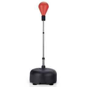 Saco Rápido de Boxeo con Soporte Pelota de Boxeo Vertical con Ventosas Guantes Altura Regulable para Adultos Niños en Casa Gimnasio Rojo