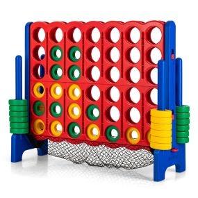 Set Conecta 4 Gigante 119 cm para Niños y Adultos con Bolsa de Transporte Red para Fichas 42 Fichas Juego Familiar de Interior Exterior Azul