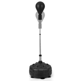 Saco de boxeo de pie con base, pelota de velocidad, altura ajustable, ventosas y guantes, negro