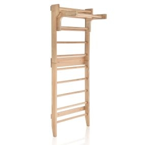 Escalera de Gimnasia y Terapia Física de Pared con 10 Varillas Fijas de Material de Madera Sólida Carga 100kg Natural