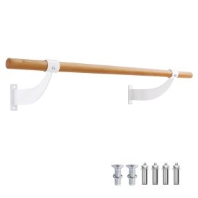 Barra de ballet de pared individual 120 cm de madera blanca para yoga y estiramiento