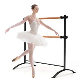 Barra de ballet portátil doble independiente ajustable 120 cm negro