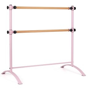 Barra de ballet portátil doble independiente ajustable 120 cm rosa
