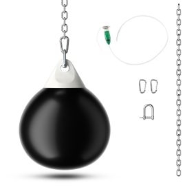 Saco de Boxeo con Agua Bolsa de Golpeo Pesada de 45 cm 50 kg con Cadena de Metal Ajustable Entrenamiento para Adultos y Niños Negro