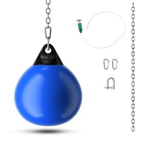 Saco de Boxeo con Agua de 45 cm y 50 kg con Cadena de Metal Ajustable Manguera de Inyección de Agua Punch Boxeo Adultos Azul y Negro
