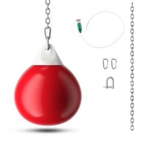 Saco de Boxeo con Agua de 45 cm y 50 kg con Cadena de Metal Ajustable Manguera de Inyección de Agua Punch Boxeo Adultos Rojo y Blanco