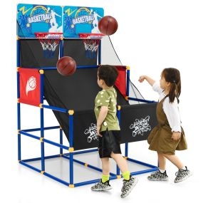 Juego de Baloncesto de Doble Tiro Mini Máquinas de Baloncesto para Niños Negro y Azul 90 x 90 x 140 cm