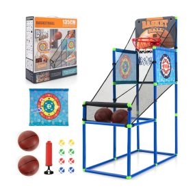 Juego de baloncesto para niños con pelotas adhesivas, marcador electrónico y efectos de sonido 80,5 x 41,5 x 135 cm