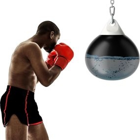 Saco de Boxeo con Agua Saco de Entrenamiento Antifuga Rellenable con Tubo de Llenado de Agua Saco de Entrenamiento para Adultos Negro