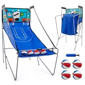 Juguete de Baloncesto Plegable con 8 Modos de Juego Máquina de Contador Marcador Electrónico Soporete Cesta de Baloncesto 206 cm Verde