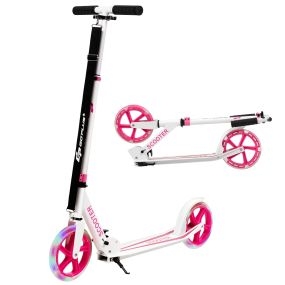 Patinete con Plataforma de Aluminio Manillar Regulable en 3 Posiciones y Tira para Niños 10+ Años Rosa Hasta 100 kg