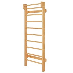 Escalera Sueca Barras de Pared Respaldo de Madera Espaldera para Gimnasio Fitness Casa Carga 150 kg Incluye 4 Anclajes 195 x 81 x 14 cm
