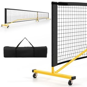 Red de Pickleball Portátil Sistema de Red de Pickleball de Tamaño Regulamentario de 674,5 cm con 6 Ruedas Bloqueables Marco Metálico