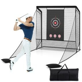 Red práctica de golf con redes laterales desmontables, tela blanca, bolsa de transporte, 214x300x225 cm