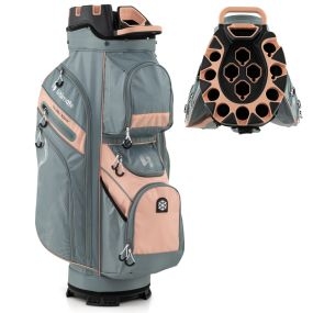 Bolsa Portátil para Carro de Golf con 14 Compartimentos de Completa 11 Bolsillos con Correa de Hombro para Mujeres y Hombres Rosa