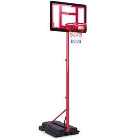 Canasta Baloncesto Niños Altura Ajustable 95-155cm Base Rellenable con Tablero y Metal Portátil Interior y Exterior Rojo