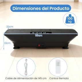 Plataforma Vibratoria con Sensor de Gravedad 10 Intensidades Ajustables Mando a Distancia Bluetooth Máquina Entrenamiento para Hogar Negro