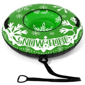Tubo de Nieve Inflable con Funda de Tela Resistente y Correa de Remolque para Adultos y Niños en Invierno Seguro 107 x 34 cm Verde
