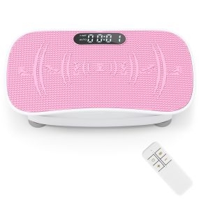 Plataforma Vibratoria Muscular 10 Intensidades Control Remoto para Adelgazar Quemar Calorías Moldear Músculos Blanco+Rosa