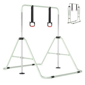 Barra de Gimnasia para Niños Ajustable 4 Niveles de Altura con Estructura Metálica para Hogares y Salas de Entrenamiento Verde