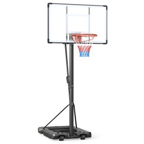 Canasta Baloncesto Exterior Portátil con Altura Ajustable 1,7-3m Base Rellenable Ruedas para Niños Adultos Interior Exterior