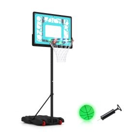 Canasta de baloncesto para piscina con tablero LED 8 alturas ajustables base rellenable portátil 74,5 x 54 x 197 cm negro