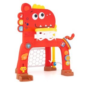 Canasta de baloncesto infantil dinosaurio 4 en 1 altura ajustable con sonidos roja para 12 meses