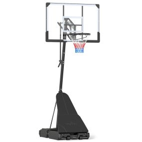 Canasta de baloncesto portátil ajustable con base rellenable, ruedas y tablero de PC, negro, 3,00-3,63 m