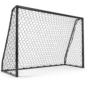 Portería de Fútbol Marco Metálico Recubierto Malla de Poliéster Flexible Resistente a Golpes Fijada con Anclajes 240 x 85 x 160 cm Negro
