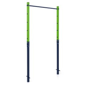 Barra de dominadas exterior individual 5 alturas ajustables con anclajes al suelo verde