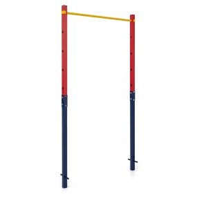 Barra de dominadas exterior individual 5 alturas ajustables con anclajes al suelo metálica roja