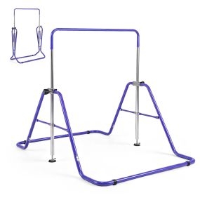 Barra Gimnasia Infantil Plegable Resistente Hasta 65 kg con Asas Ergonómicas Fácil Montaje para Niños 150 x 98 x 87,5-119,5 cm Violeta