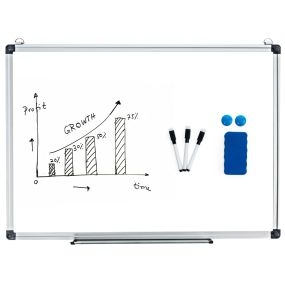 Pizarra blanca 50 x 35 cm con bandeja desmontable y estructura de aluminio para escuela, casa y oficina