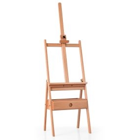 Caballete para Dibujar Trípode con Cajón en 100% Madera de Haya para Lienzos Hasta 92 cm para Estudiantes y Adultos 44 x 41,5 x 151-194,5 cm