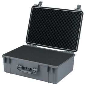 Caja Dura Impermeable Portátil Maletín de Exterior con Encarte de Espuma Personalizable para Aparatos Electrónicos 56 x 44 x 22 cm Gris