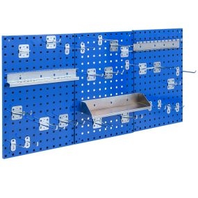 Kit de Tablero Perforado Montado en Pared Kit de Organización de Herramientas con 3 Tableros y 28 Accesorios para Garaje Taller Azul