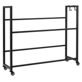 Estantería para cajas de cerveza con ruedas giratorias y ganchos, 2 niveles, 100 kg por nivel, 104 x 32 x 89 cm, negro