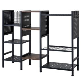 Estantería de almacenamiento de herramientas con ganchos ajustables, 101 x 29,5 x 77,5 cm, negro