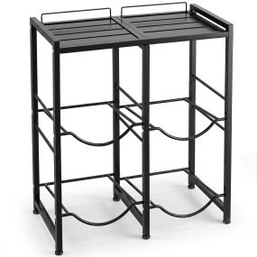 Soporte para Jarra de Agua con Estante Superior para 4 Garrafas Estructura de Acero Resistente Ahorra Espacio 65,5 x 33 x 76,5 cm Negro