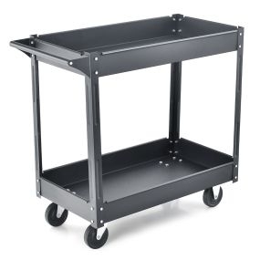 Carro Multiusos de 2 Pisos con Manija y Estructura de Metal Carro de Servicio Doble Capa para Casa Carga 50 kg 85 x 41 x 79 cm Negro