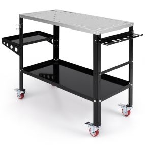 Mesa de Soldadura de 92 x 46 cm Banco de Trabajo de 540 kg con Ruedas y Estante para Herramientas Agujero para Dispositivo 8 Ranuras