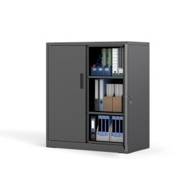 Armario de almacenamiento de metal con 2 puertas con cerradura y 2 estantes ajustables negro