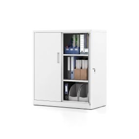 Armario de almacenamiento de acero resistente con dos puertas y estantes regulables blanco 80 x 40 x 91 cm