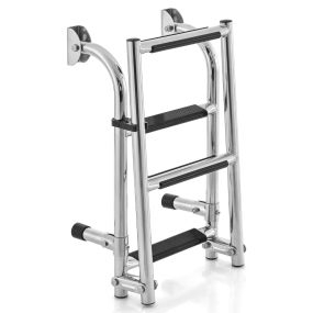 Escalera Plegable de 3 Escalones Antideslizante con Escalones de PVC Resistentes Adaptador de Piso Clips Escalera de Acero Inoxidable