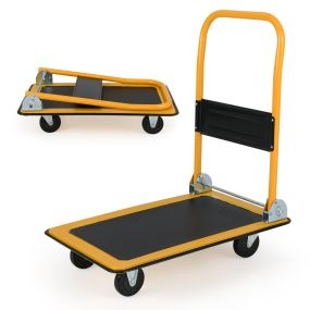 Carro Plegable con Ruedas Carrillo de Muda Carro de Plataforma con Ruedas para Carga Ruedas Giratorias de 360° Capacidad 150 kg Amarillo