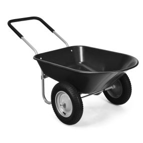 Carretilla de jardín de acero robusto con 2 ruedas neumáticas negra 145 x 65 x 65 cm
