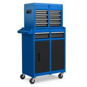 Caja de Herramientas Desmontable para Garaje con Ruedas Bloqueables Estante Ajustable y Forro Antideslizante 59 x 28 x 102 cm Azul