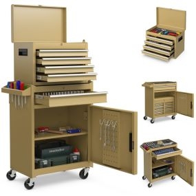 Caja para Herramientas Rodante de 5 Cajones Armario para Herramientas de Gran Capacidad con Ruedas Bloqueables Estante para Garaje Amarillo