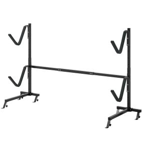 Soporte de Kayak Independiente Estante de Almacenamiento de Metal para Tabla de Suf al Aire Libre Ganchos Ajustables de 6 Alturas Negro