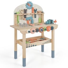 Juguete de Banco de Trabajo de Madera con Accesorios Estante Magnético y Almacenamiento Banco de Herramientas para Niños 60 x 30 x 79 cm